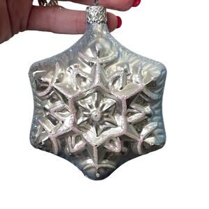 Inge Glas Ornament Silver Snowflake Christmas West Germany Glass Collectible
